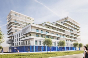 Pose de la première pierre de la résidence locative de Grand Dijon Habitat dans l'éco-quartier Arsenal