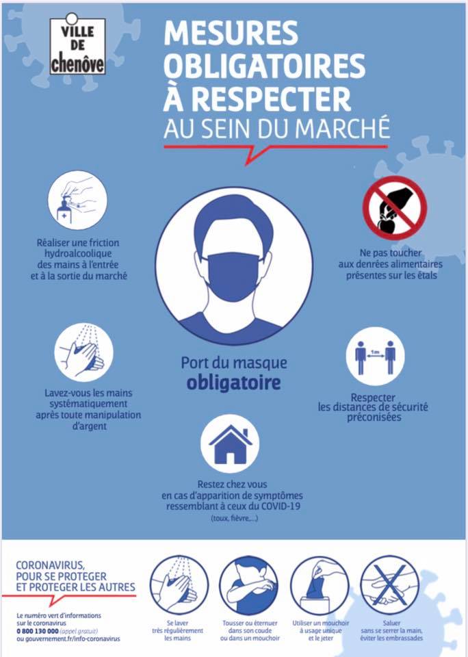 March&eacute;s &agrave; Chen&ocirc;ve - le port du masque obligatoire d&egrave;s le 16 ao&ucirc;t